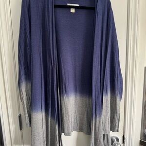 CJ Banks Blue and Gray Cardigan Ombré
